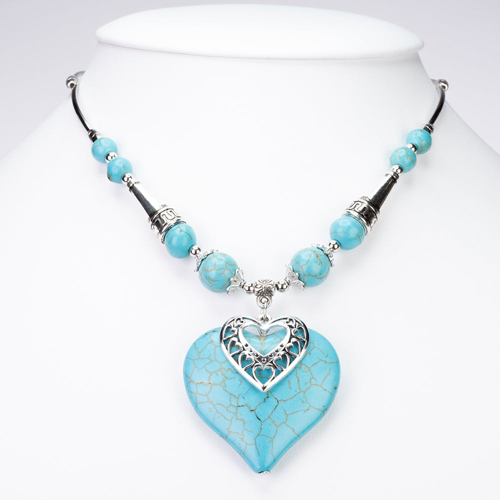 Pozlátené Zliatinové Sada s Tyrkysom ( Náhrdelník+Náušnice ) 2 