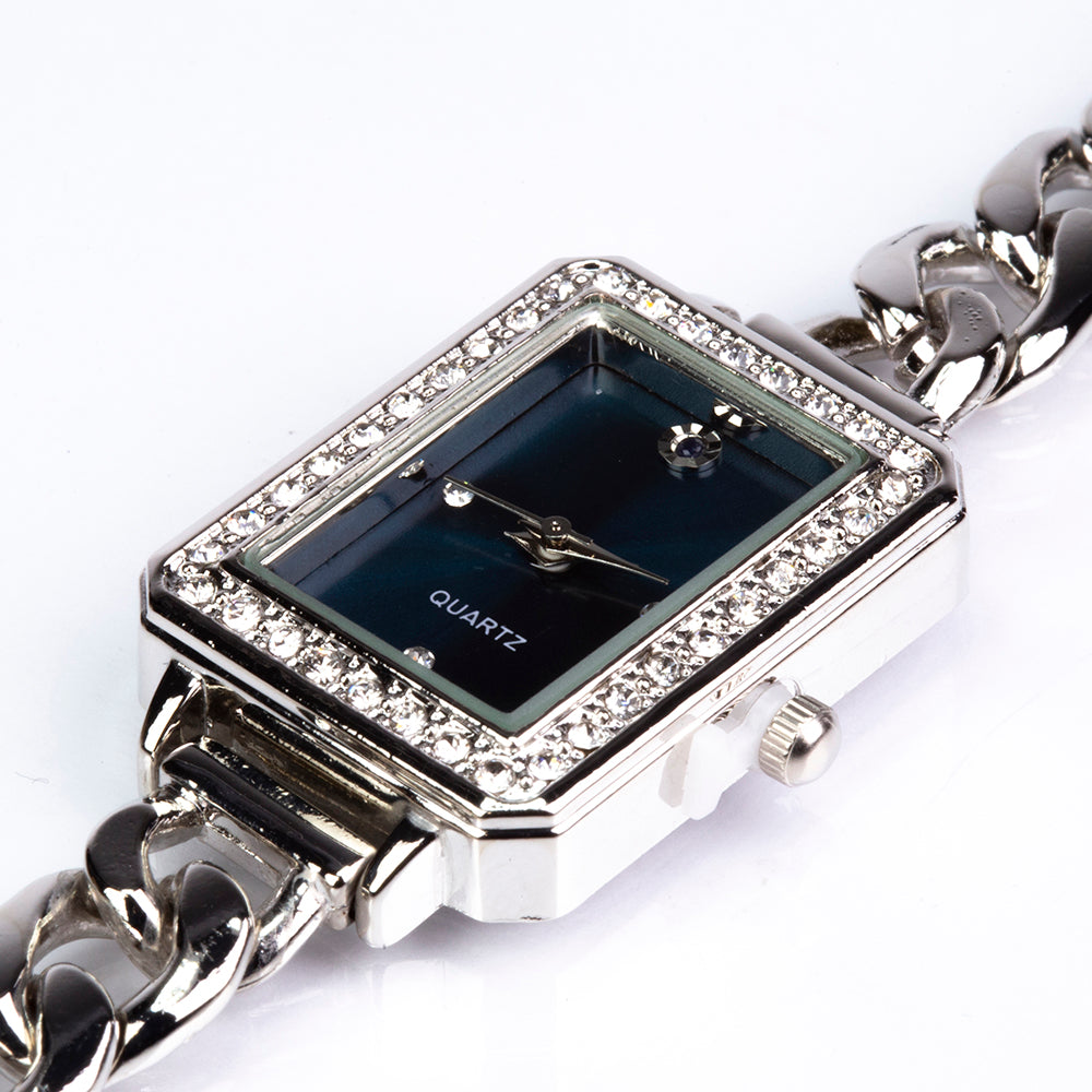 Bielym Zlatom Pozlátený Zliatinový Hodinky s so Zafírom