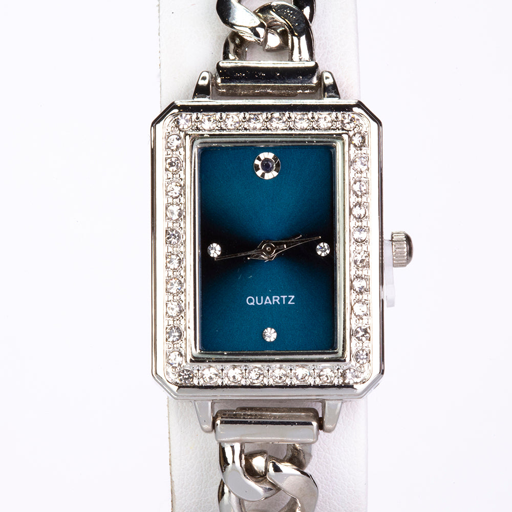 Bielym Zlatom Pozlátený Zliatinový Hodinky s so Zafírom