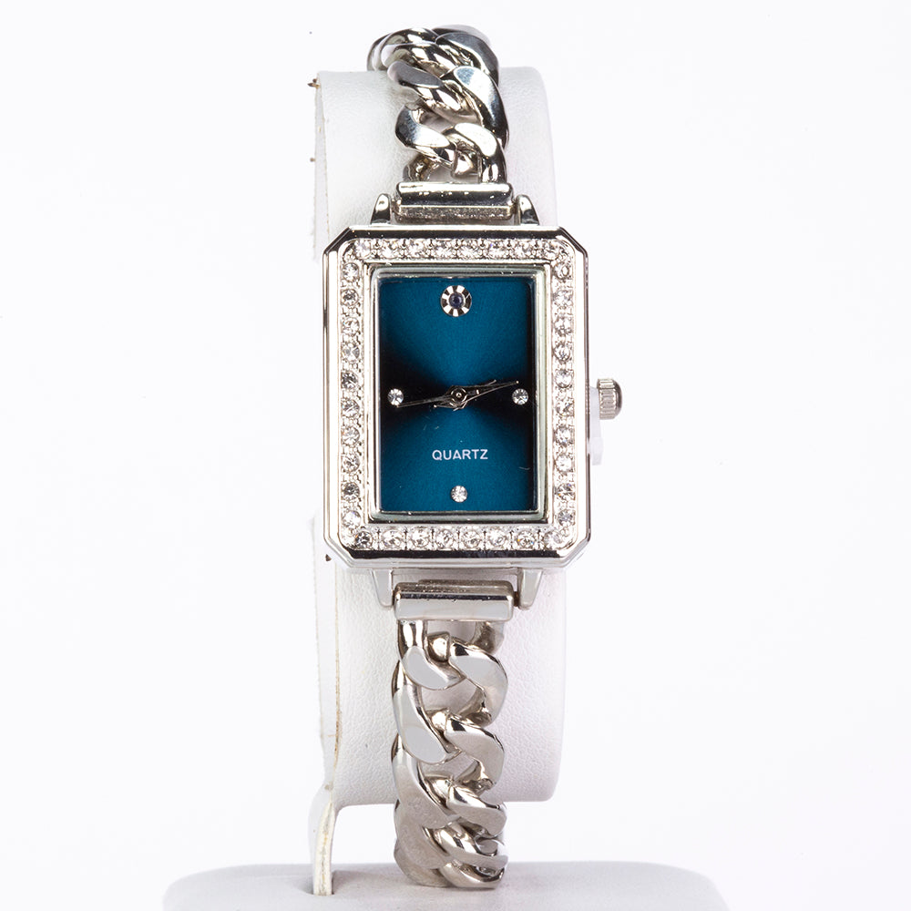 Bielym Zlatom Pozlátený Zliatinový Hodinky s so Zafírom 4 