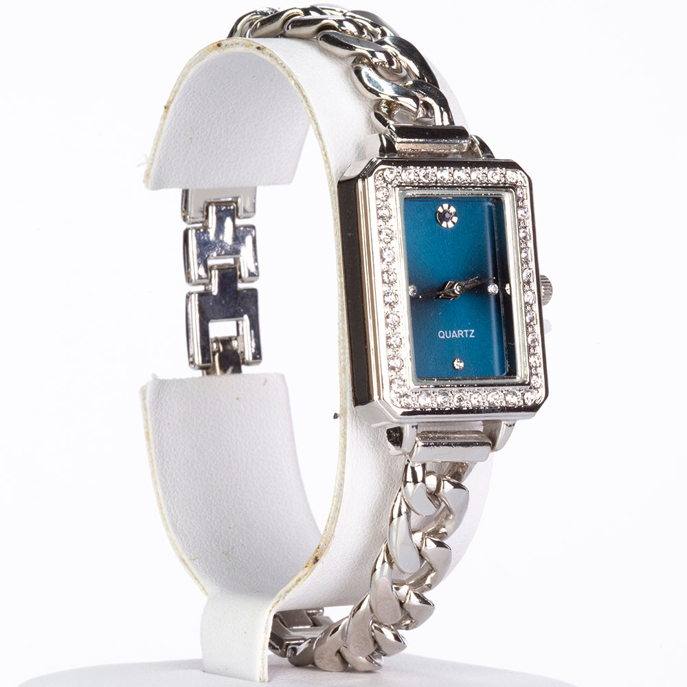 Bielym Zlatom Pozlátený Zliatinový Hodinky s so Zafírom