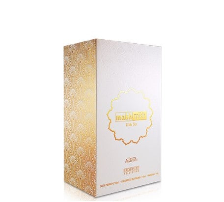 50 ml Eau de Parfum + 20ml Parfémový Olej + 40g Bakhoor Makha Mikh DARČEKOVÉ BALENIE Orientálna Kvetinová Vôňa pre Mužov a Ženy