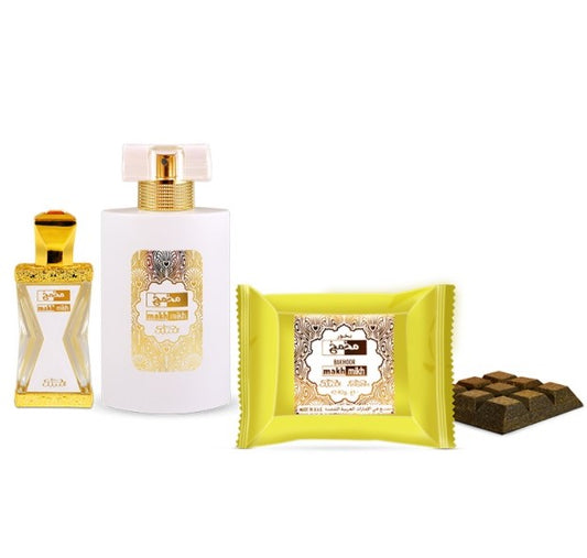 50 ml Eau de Parfum + 20ml Parfémový Olej + 40g Bakhoor Makha Mikh DARČEKOVÉ BALENIE Orientálna Kvetinová Vôňa pre Mužov a Ženy