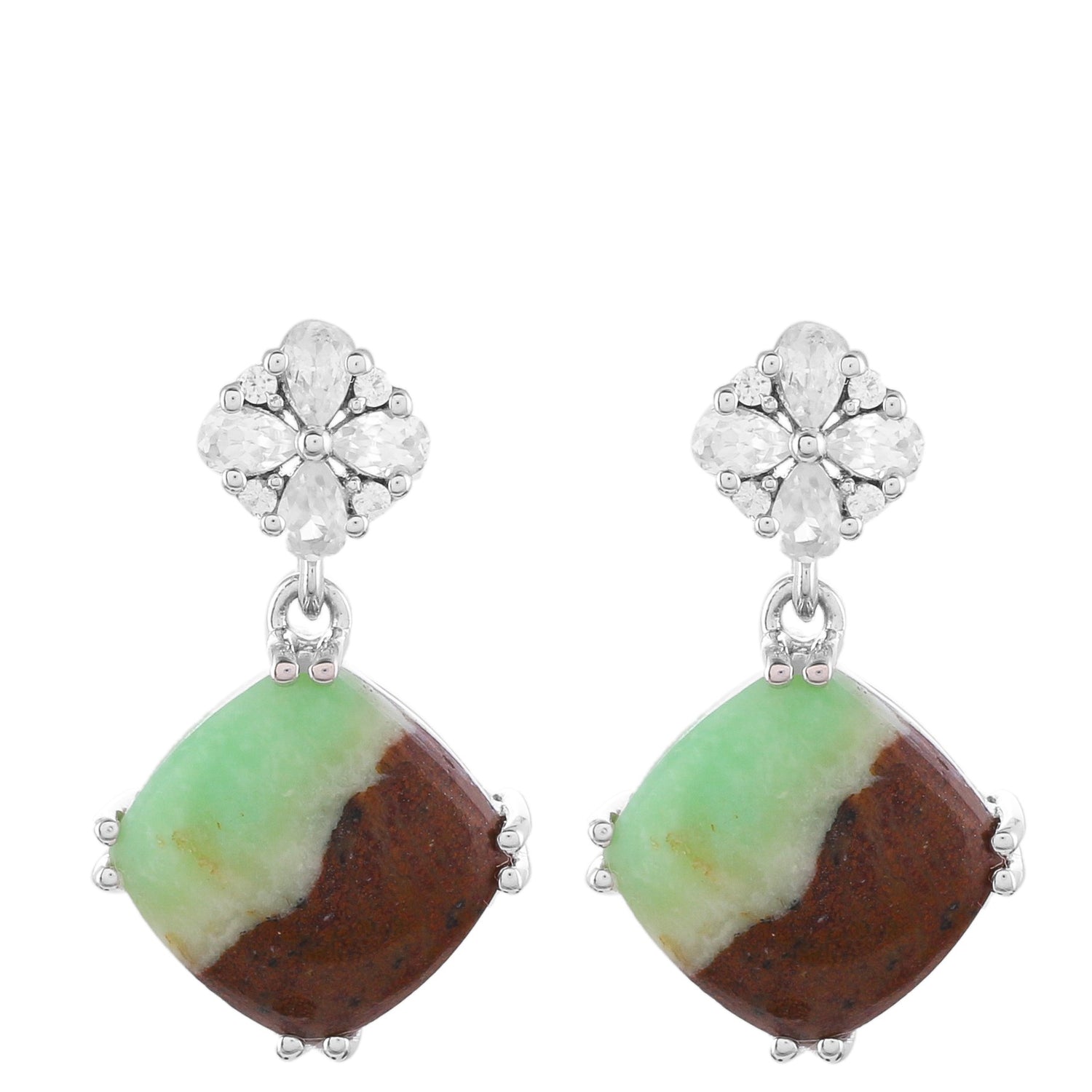925 sterlingové striebro s Mätovým Chrysoprasom Náušnice