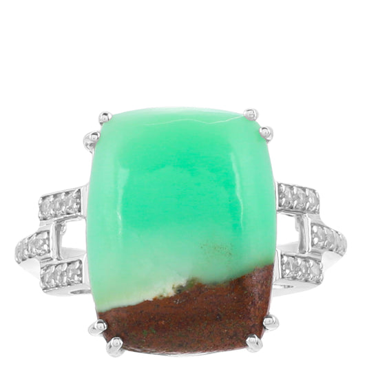 Strieborný Prsteň s Mätovým Chrysoprasom a Prírodným Zirkonom