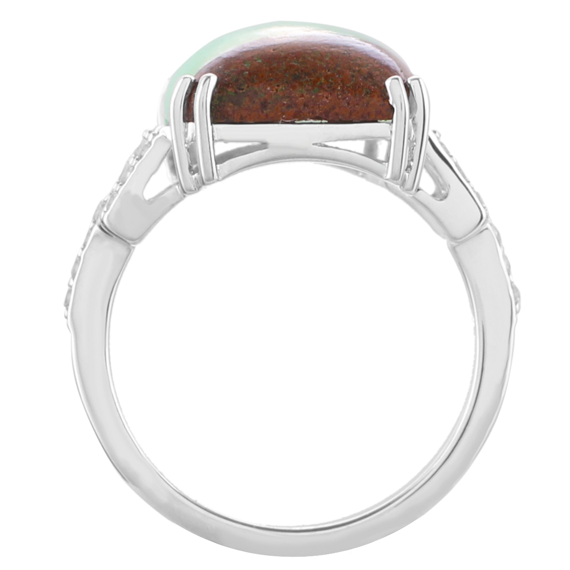 Strieborný Prsteň s Mätovým Chrysoprasom a Prírodným Zirkonom 3 