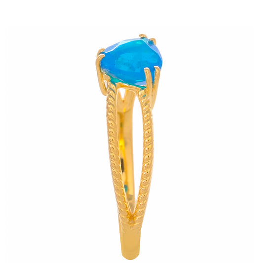 Pozlátený Strieborný Prsteň s Modrým Paraiba Opálom