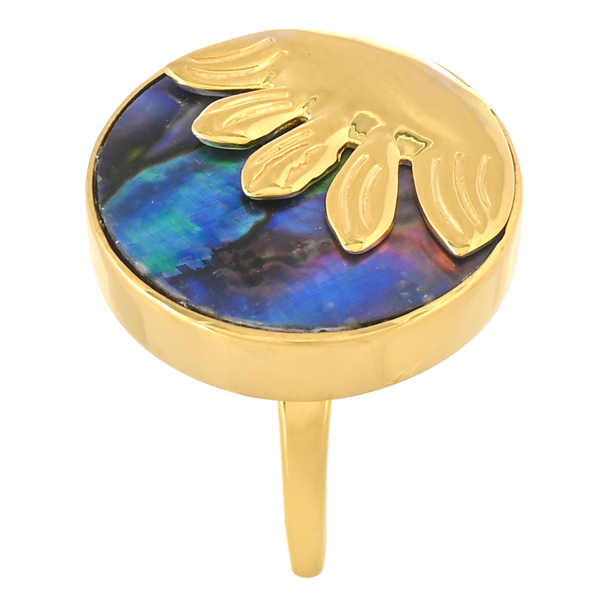 Pozlátený Strieborný Prsteň s Mušľou Abalone 3 