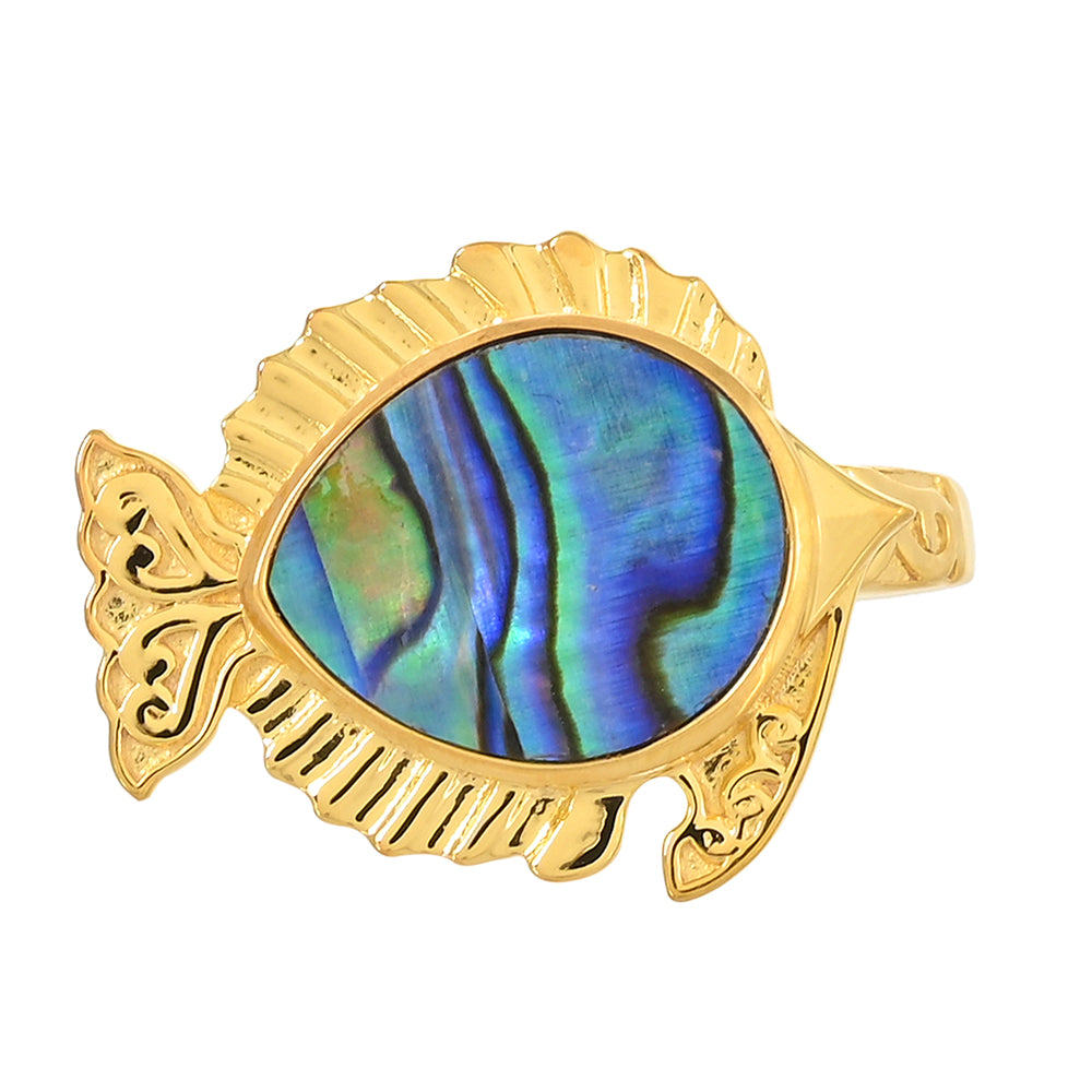Pozlátený Strieborný Prsteň s Mušľou Abalone 1 