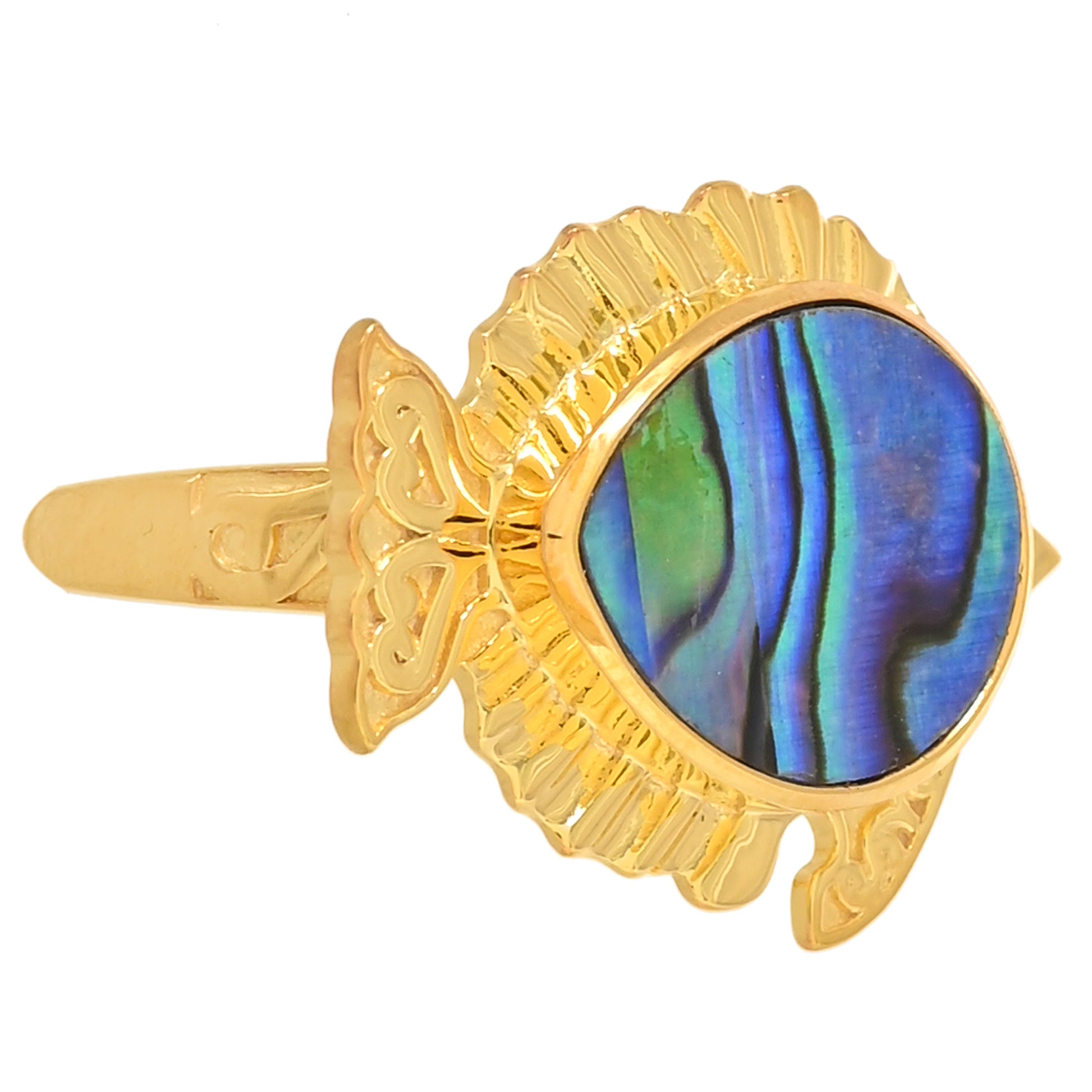 Pozlátený Strieborný Prsteň s Mušľou Abalone 2 