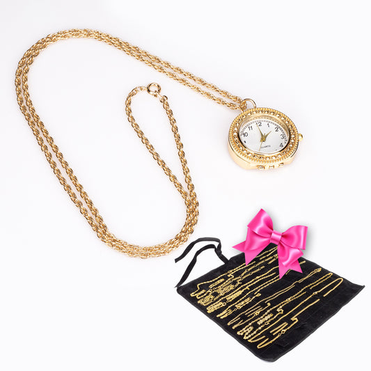 2-kusová Sada Náhrdelníka a Príveskových Hodiniek s Lupou + 14-kusová Sada Náhrdelníkov a Náramkov ako DARČEK