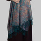 Šál-šatka zo 100% Pravého Pashmina Kašmíru, 70 cm x 180 cm, Lesklý zeleno modrý kašmírový vzor