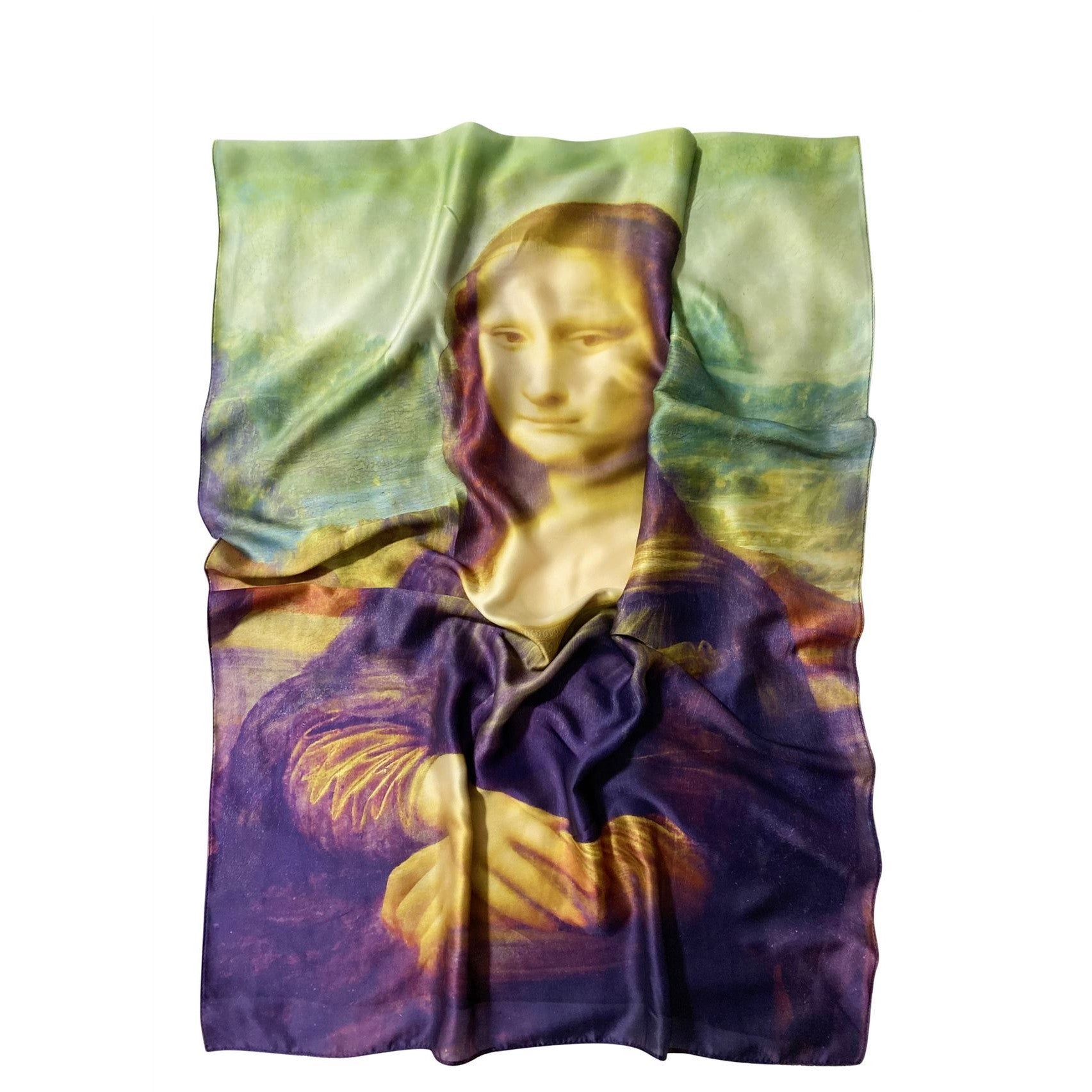 Hodvábny šál-šatka, 70 cm x 180 cm, Leonardo Da Vinci - Mona Lisa 3 