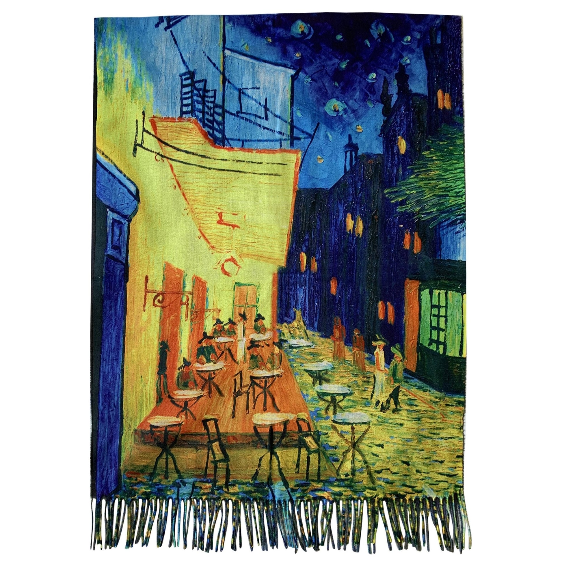 Vlnený šál-šatka, 70 cm x 180 cm, Van Gogh - Cafe Terrace At Night 6 