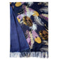 Vlnený šál-šatka, 70 cm x 180 cm, Motív peria, Námornícka modrá