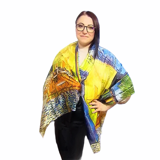 Hodvábny Šál-šatka, 70 cm x 180 cm, Van Gogh - Cafe Terrace At Night