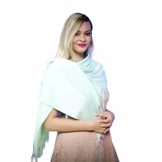 Šál-šatka zo 100% Pravého Pashmina Kašmíru, 70 cm x 170 cm, Mätovo zelená