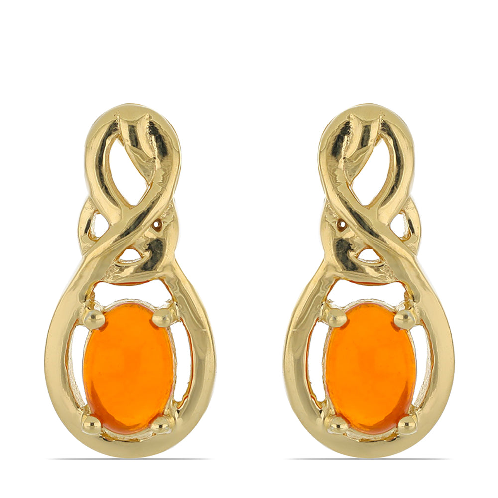 Pozlátené Strieborné Náušnice s Oranžovým Opálom z Lega Dembi