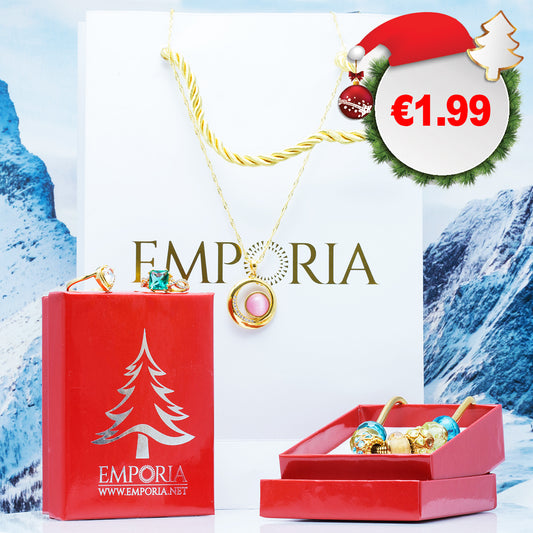 Papierová taška so zlatým logom Emporia a Darčeková krabička k objednávke šperkov