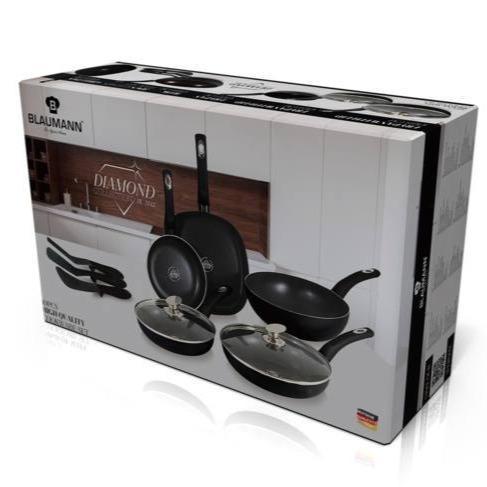 Blaumann 10-dielna Súprava Panvíc s Diamantovým Povlakom, Čierna
